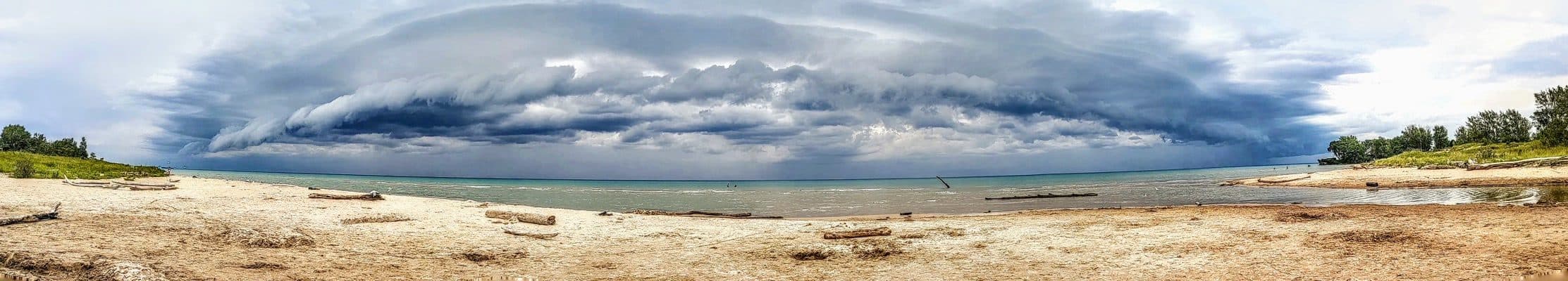 A summer storm rolling in over Lake Huron